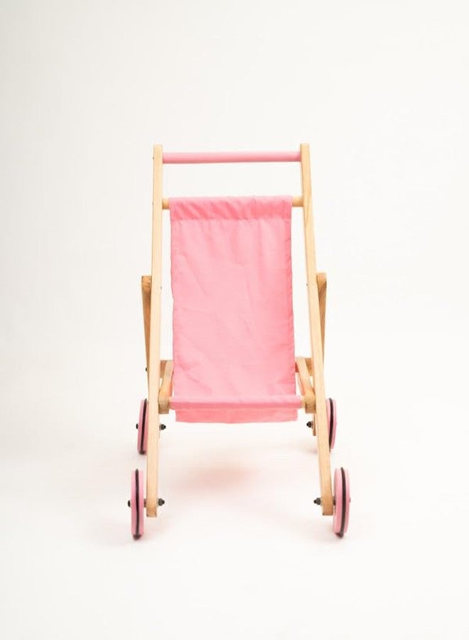 Rocking Potato Wooden Doll Stroller with Fabric Seat - Classic Toy Pram - Pretend Play Pushchair for Kids - Durable & Safe Design - Image 4